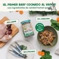 Pescado y Pavo BARF Wild Balance Lata de comida natural para perros Wild Balance con pescado salvaje y pavo, filosofía BARF, sin 2