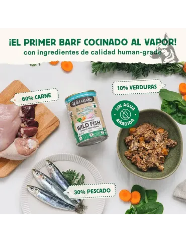 Lata Wild Balance Wild Fish de pavo y espadín para perros, 400 g 2
