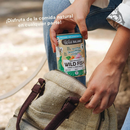 Pescado y Pavo BARF Wild Balance (portátil y práctico) Comida natural BARF en lata, fácil de transportar para alimentar a tu per