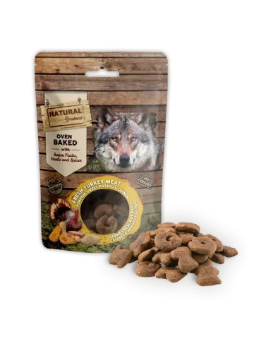 Galletas horneadas digestivas para perros Natural Greatness con carne de pavo, calabaza, boniato y quinoa, sin cereales, 100g 2