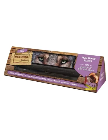 Sticks semihúmedos para perros Natural Greatness Control de Peso, con carne de pavo, L-carnitina y vitamina C, ideales para mant