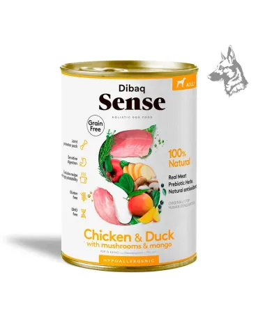 Dibaq Sense Pollo y Pato, lata de comida húmeda sin cereales de 380 g