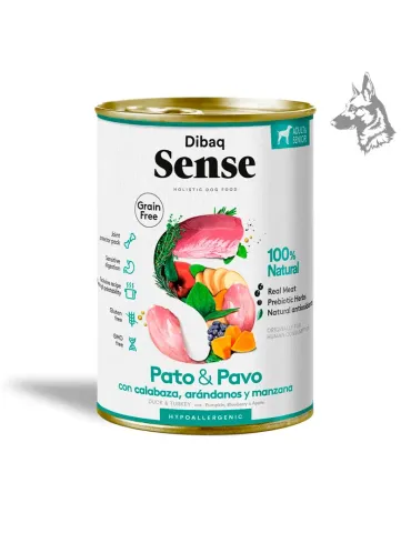 Dibaq Sense Pato y Pavo, lata de comida húmeda sin cereales de 380 g