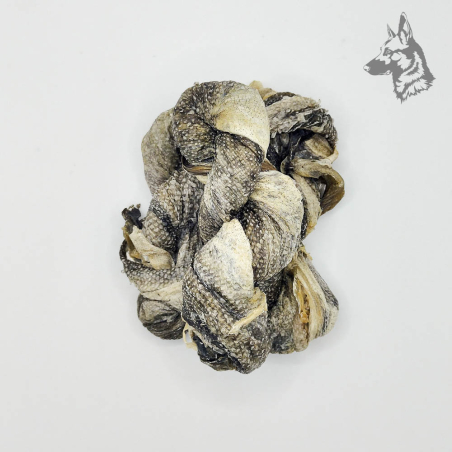 Trenza de bacalao natural para perros, snack rico en ácidos grasos Omega-3, ideal para el cuidado del pelaje, la piel y la salud