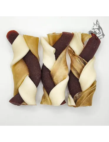 Maxi Trenza de Ternera: snack natural para perros, elaborado con piel de vacuno y ternera prensada. Textura duradera ideal para  2