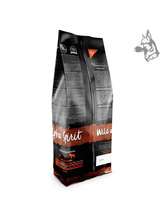 Parte trasera del envase de Alpha Spirit 7 Days Formula, con detalles sobre ingredientes, valores nutricionales y recomendacione