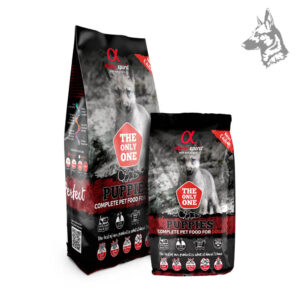 Bolsa de pienso Alpha Spirit Puppies con receta especializada para cachorros. Rico en proteínas, sin gluten ni cereales, ideal para el crecimiento y desarrollo del perro.