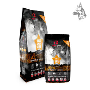 Sacos de pienso Alpha Spirit Multi-Protein, alimento completo para perros con una combinación de proteínas naturales y carne fresca. Fórmula sin cereales ni gluten.