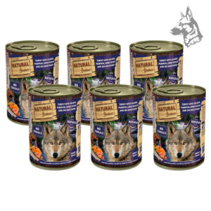 Latas de pavo con salmón, calabaza, boniato y espino amarillo – Alimentación natural para perros adultos con ingredientes seleccionados. Fórmula sin cereales y fácil de digerir.