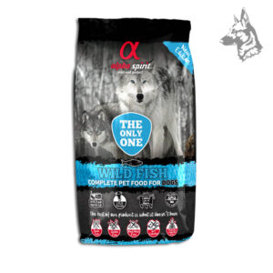 Saco de pienso Alpha Spirit Wild Fish, una fórmula premium rica en Omega 3 y 6, diseñada para una nutrición equilibrada y el cuidado del pelaje y la piel del perro.