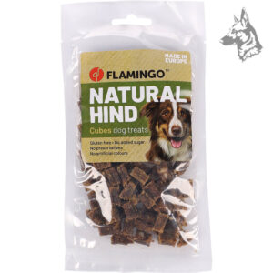 Bolsa de premios para perros - Natural Hind Cubes de Flamingo, carne de ciervo/a 100% natural, sin gluten, sin azúcares añadidos ni conservantes.